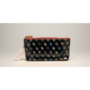 Dooney & Bourke On the Go Cosmetic Case Black Multicolor Patent Leather NWT